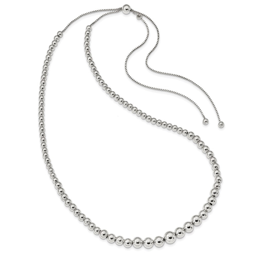 Sterling Silver Graduated Beads Adjustable Necklace