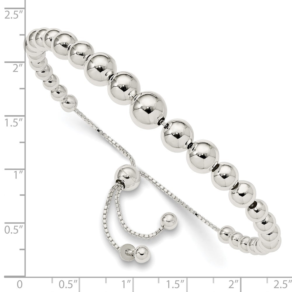 Sterling Silver Graduated Beads Adjustable Bracelet