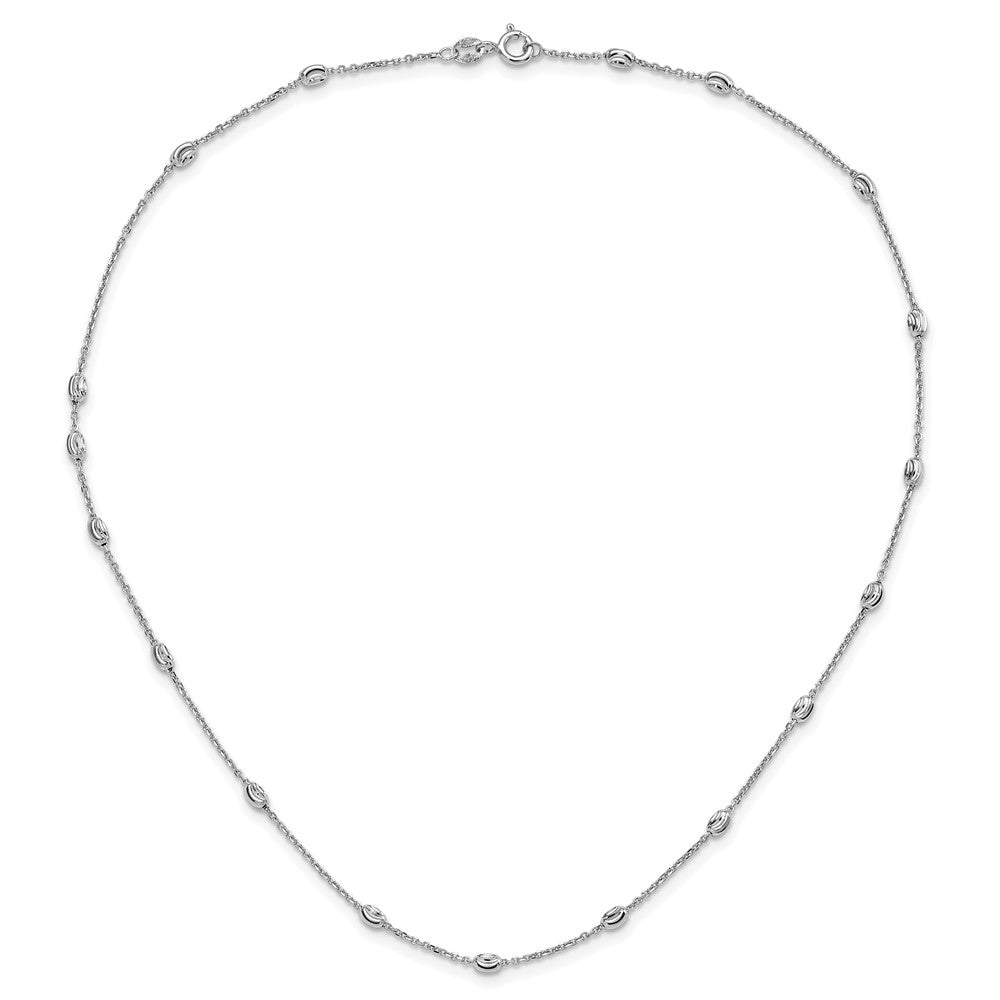 Sterling Silver Rhodium-plated Diamond-cut Beaded Necklace