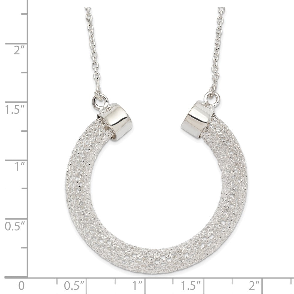 Sterling Silver Polished Mesh Hoop Necklace