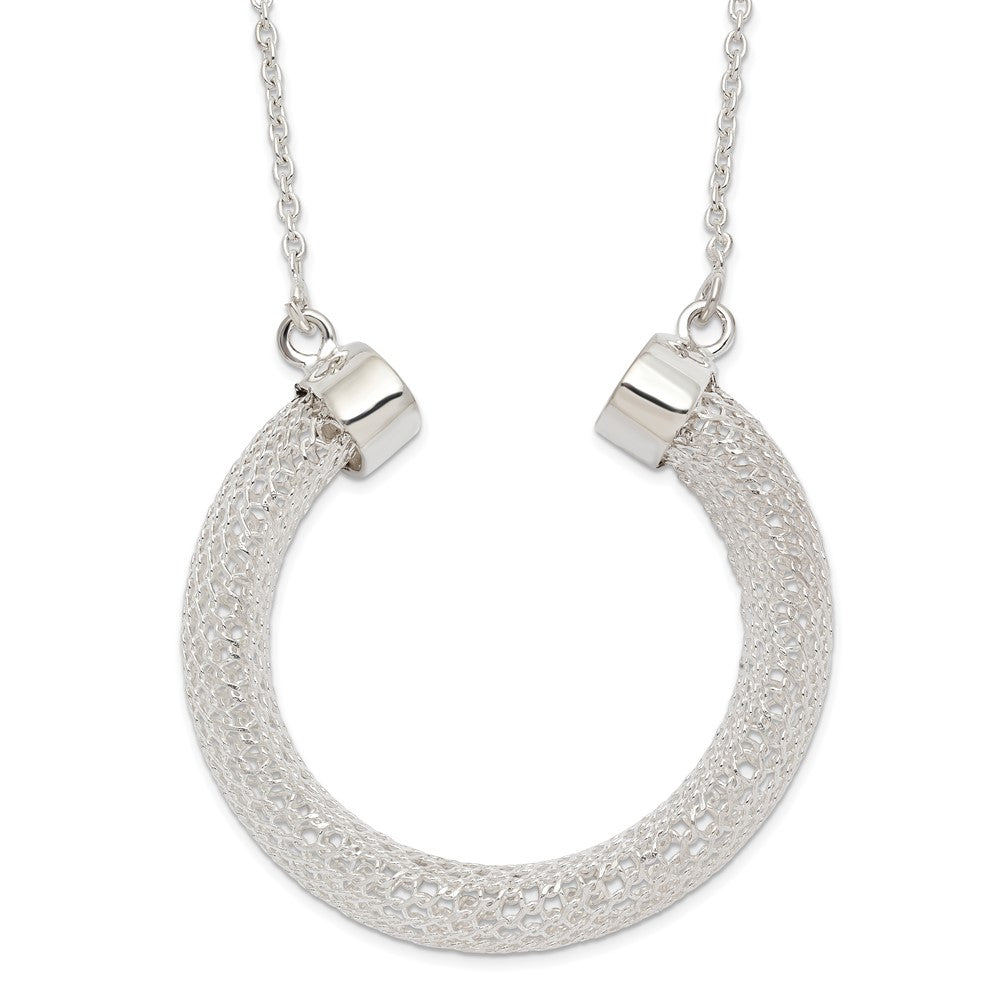 Sterling Silver Polished Mesh Hoop Necklace