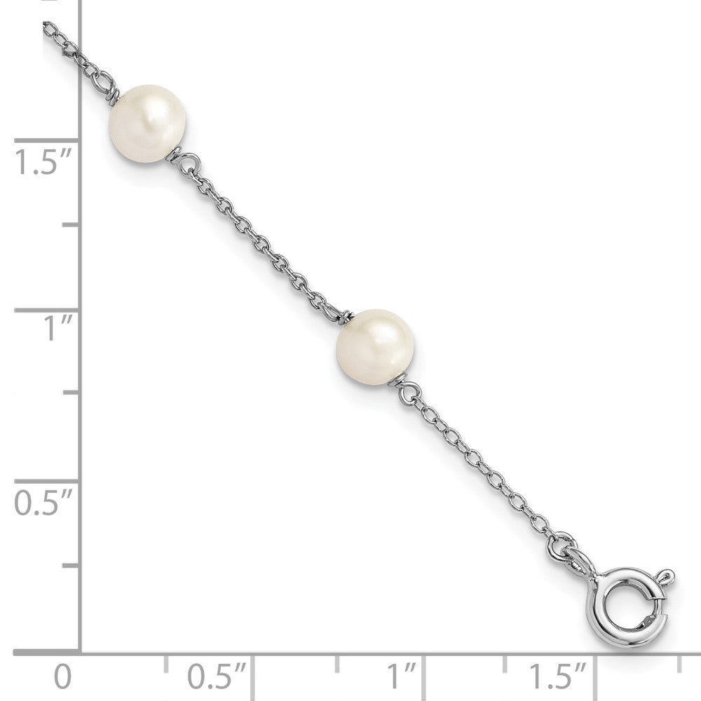 Sterling Silver RH-plated Polished 5-5.5mm FWC Pearl Children's Bracelet