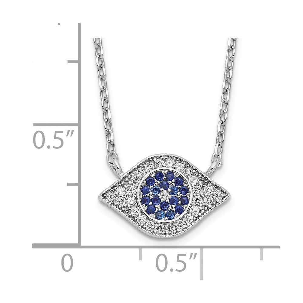 Sterling Silver Rhodium-plated Polished CZ Eye 17 inch Necklace