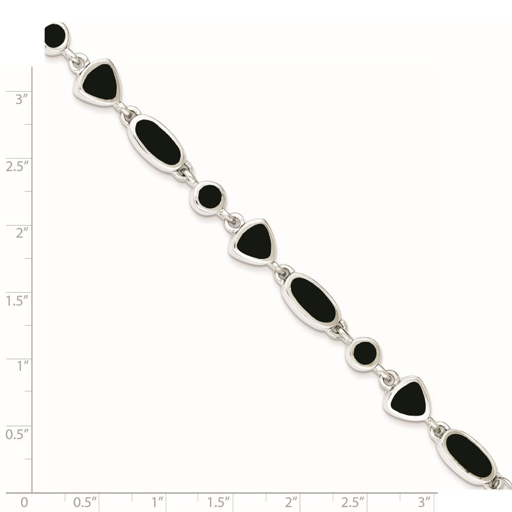 Sterling Silver Rhodium-plated Onyx Bracelet