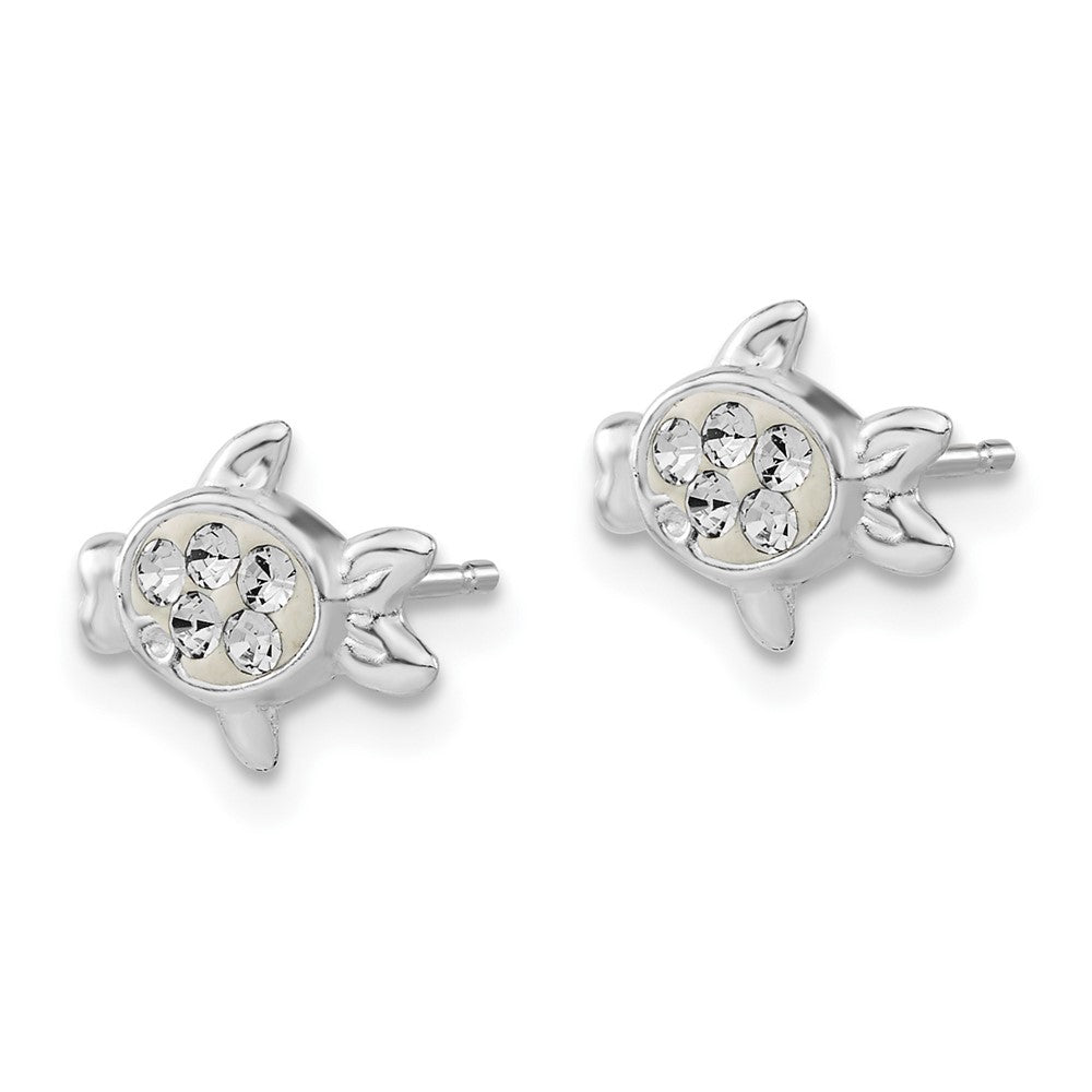 Sterling Silver Madi K Children's Stellux Crystal Fish Post Earrings