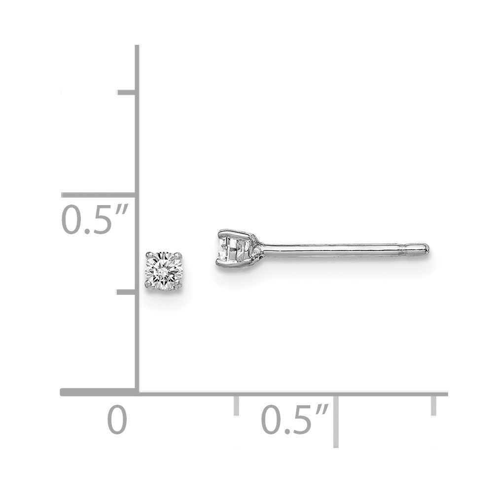 Sterling Silver Madi K Rhodium-plated 2.5mm Round CZ Children's Stud Earrings