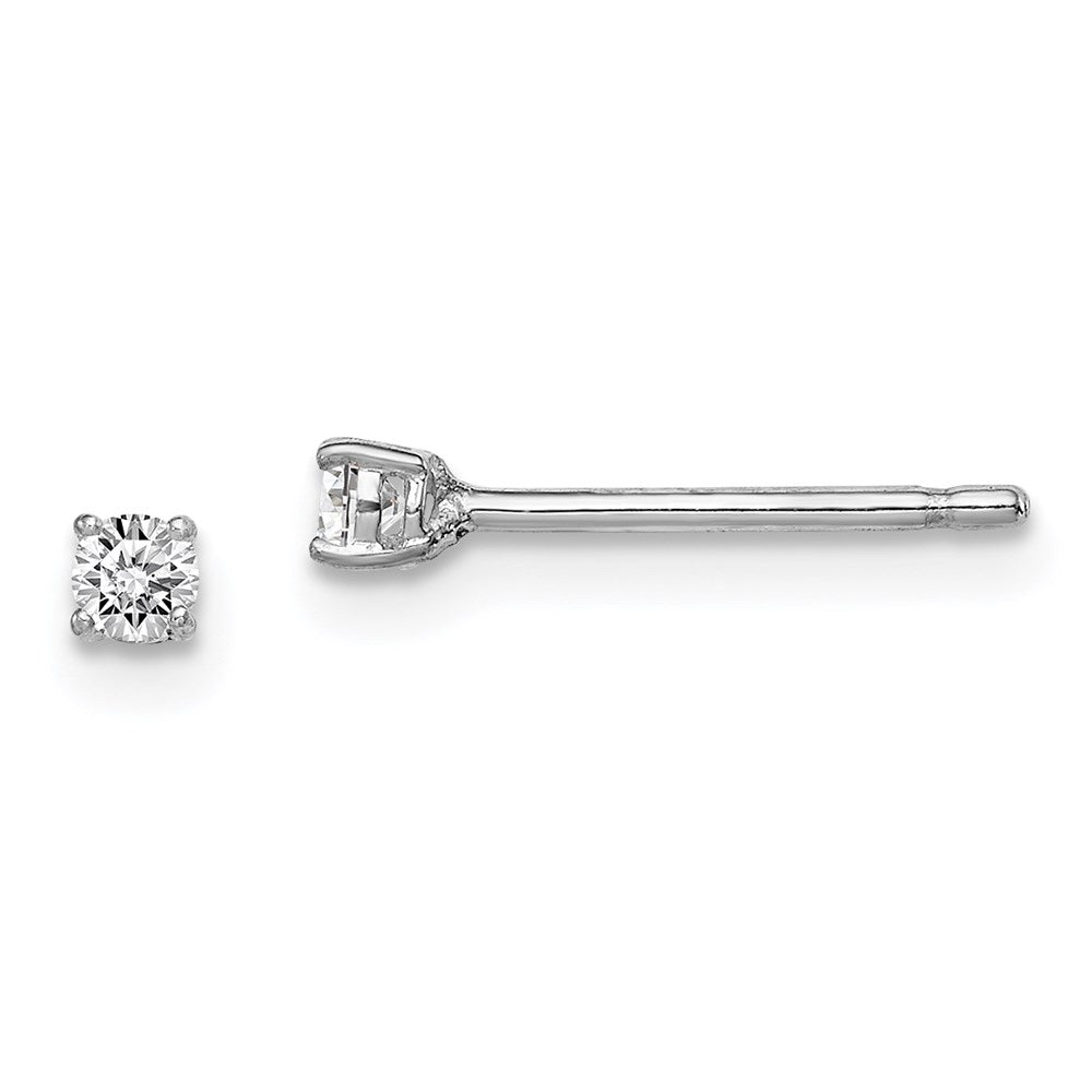 Sterling Silver Madi K Rhodium-plated 2.5mm Round CZ Children's Stud Earrings