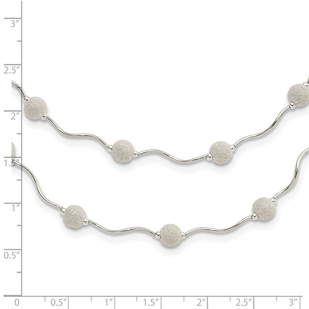 Sterling Silver Polished Spiral & Laser-cut Bead Multistrand w/ 2in ext Necklace