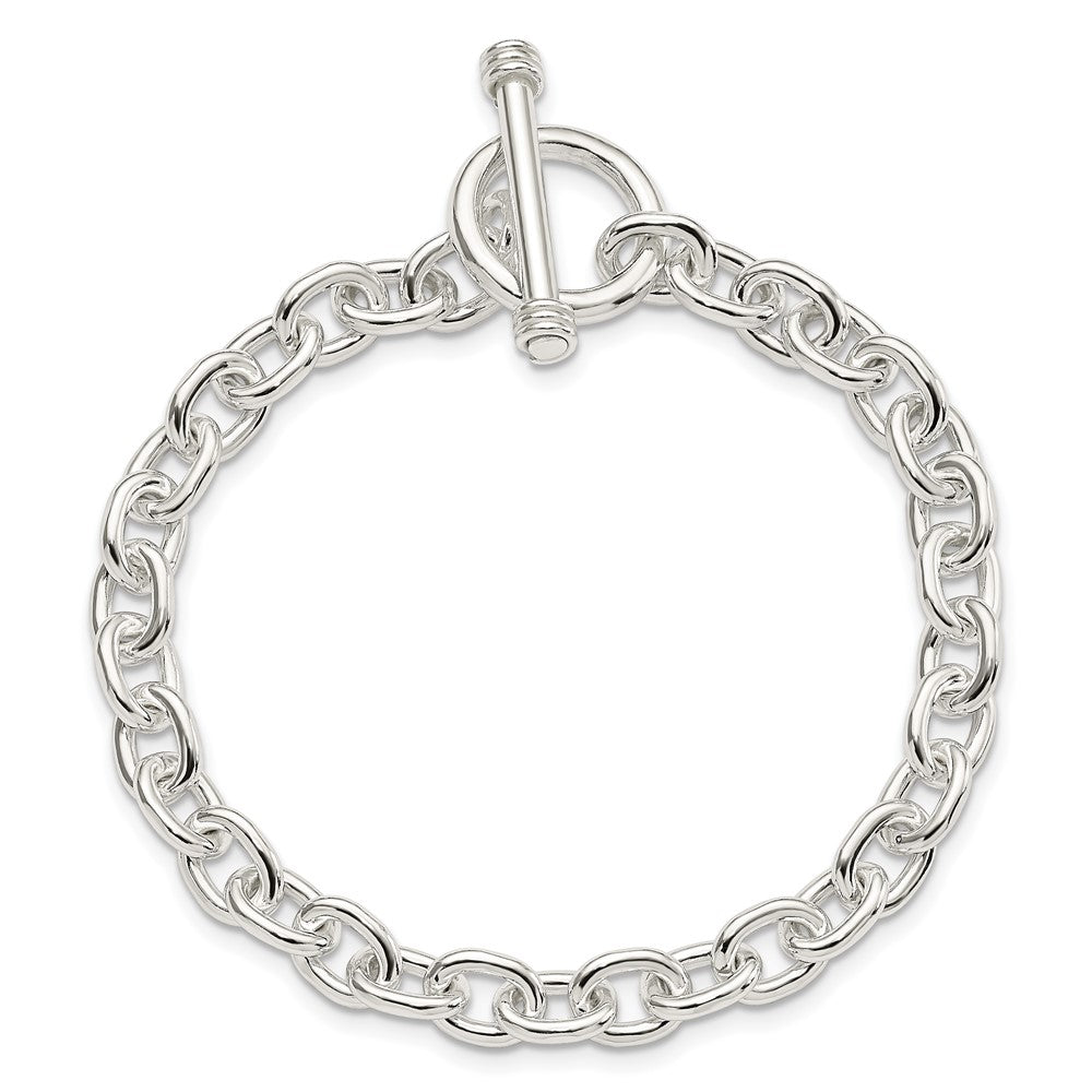 Sterling Silver 7.75inch Polished Fancy Link Toggle Bracelet