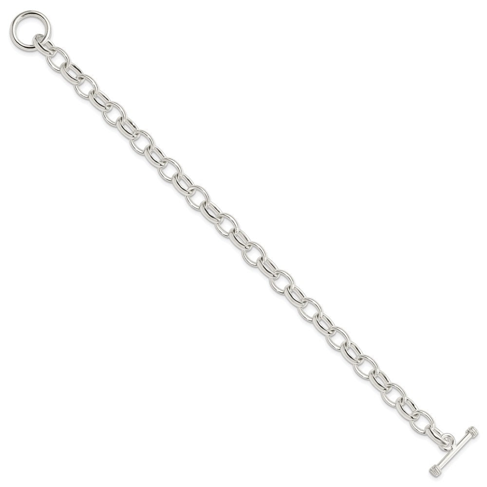 Sterling Silver 7.75inch Polished Fancy Link Toggle Bracelet