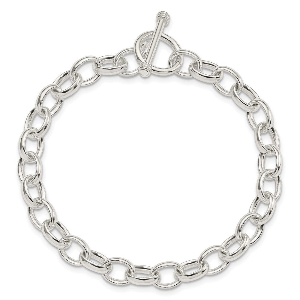 Sterling Silver 7.75inch Polished Fancy Link Toggle Bracelet