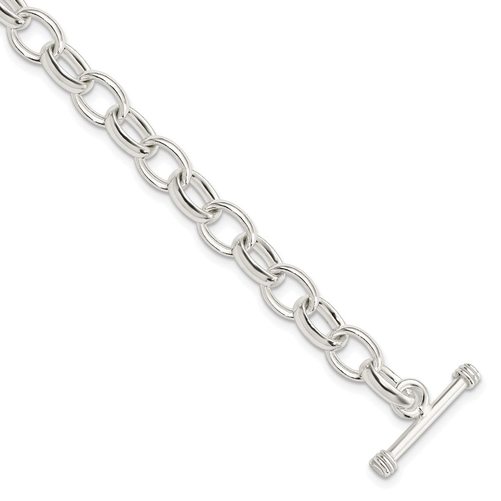 Sterling Silver 7.75inch Polished Fancy Link Toggle Bracelet