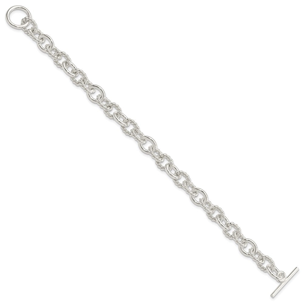 Sterling Silver 7.75inch Polished Fancy Link Toggle Bracelet