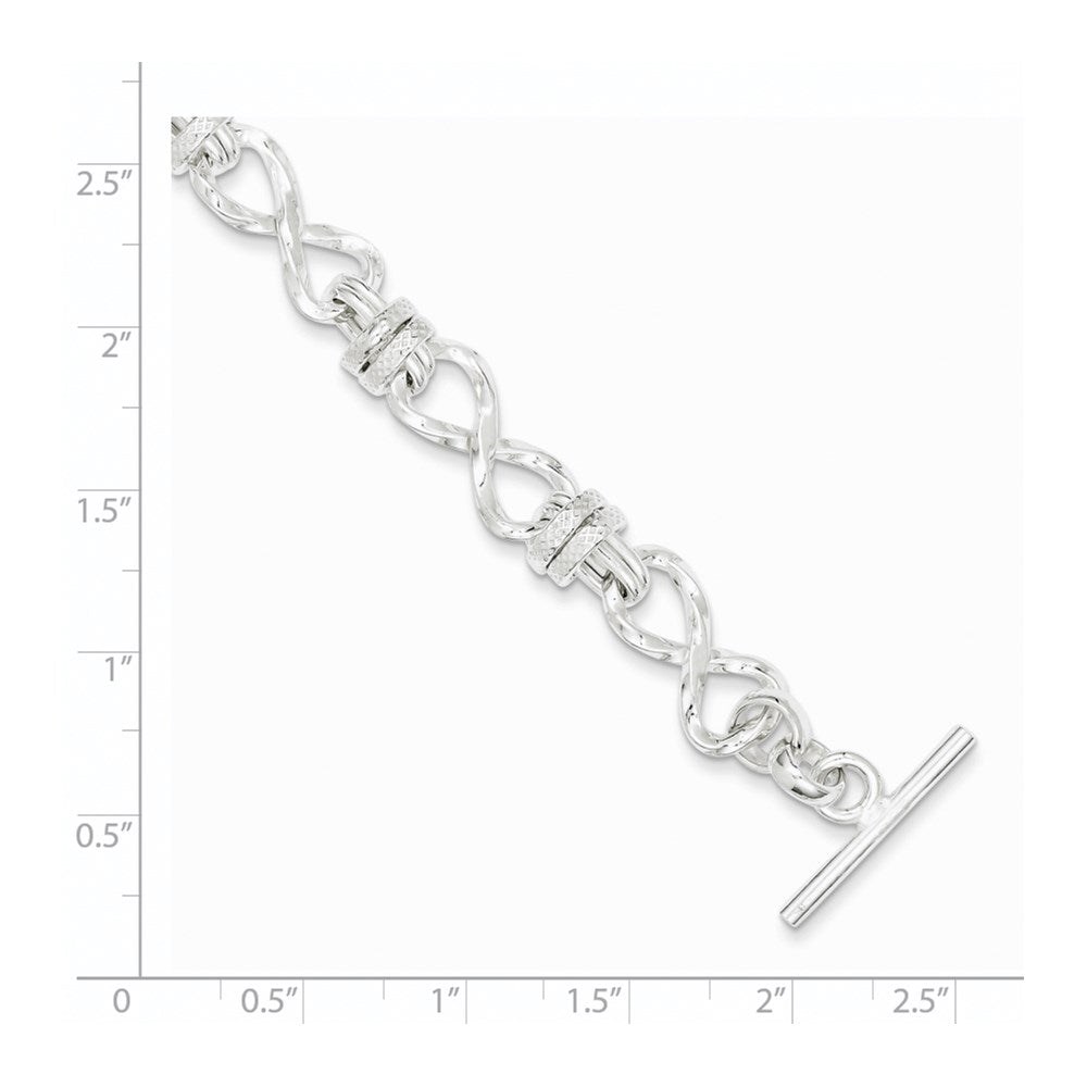 Sterling Silver 8.75inch Polished Fancy Link Toggle Bracelet