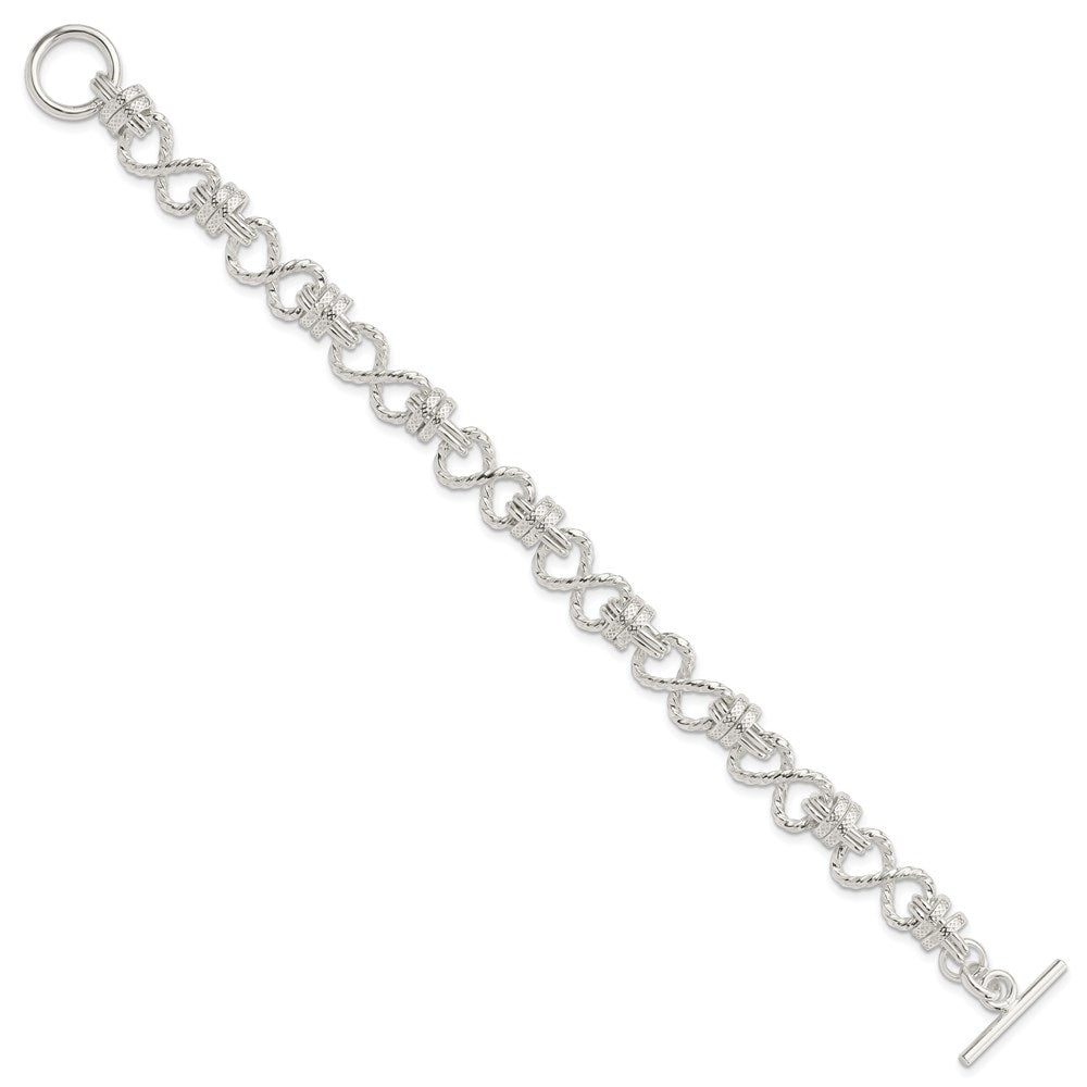 Sterling Silver 8.75inch Polished Fancy Link Toggle Bracelet