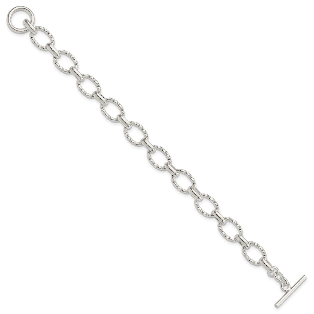 Sterling Silver 8.75inch Polished Fancy Link Toggle Bracelet