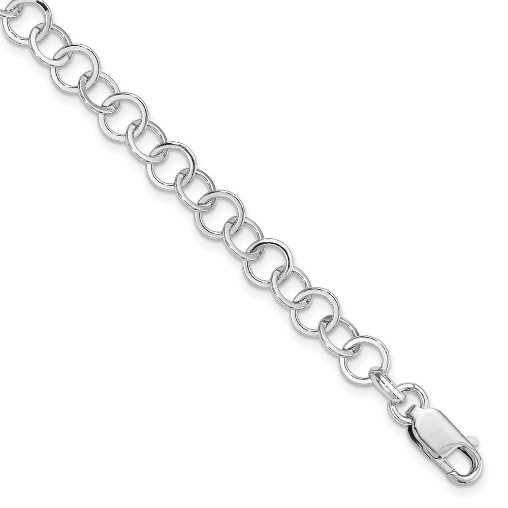 Amore La Vita Sterling Silver Rhodium-plated Polished 7mm 7.5 inch Fancy Link with Lobster Clasp Charm Bracelet