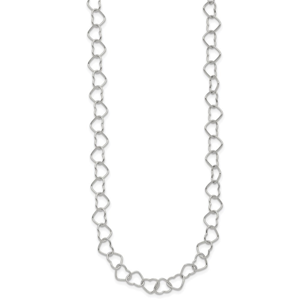 Sterling Silver 18inch Polished Fancy Heart Link Necklace