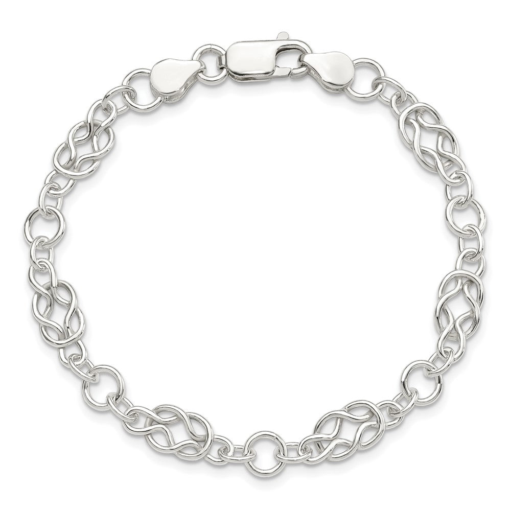 Sterling Silver 7.5inch Polished Fancy Knot-Link Bracelet