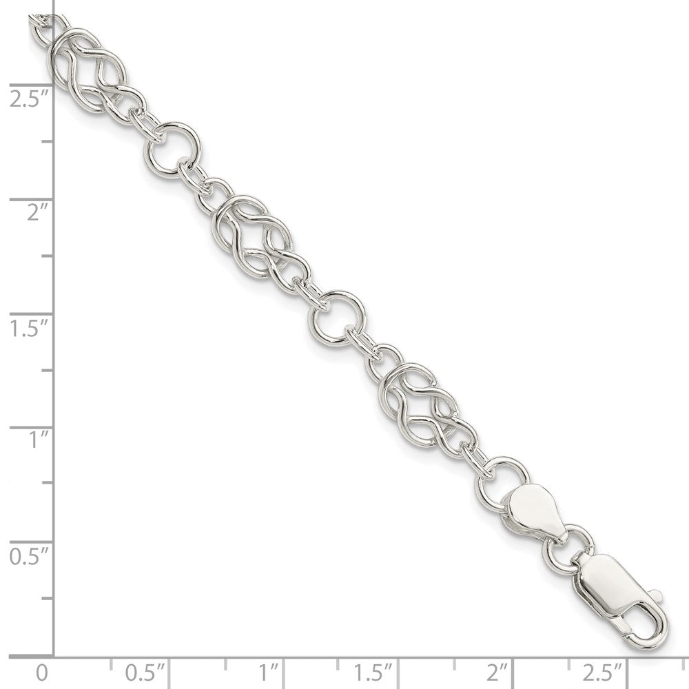 Sterling Silver 7.5inch Polished Fancy Knot-Link Bracelet