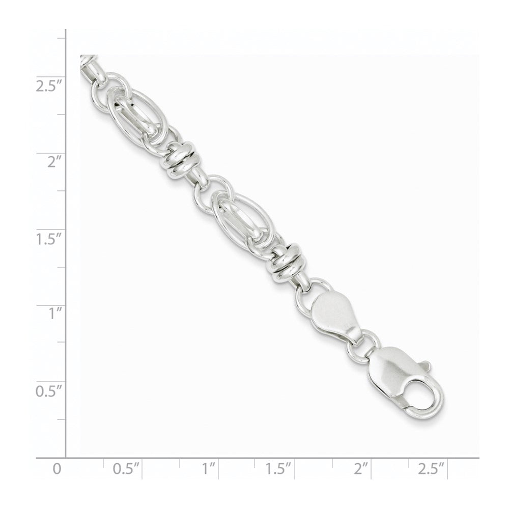 Sterling Silver 7.5inch Polished Diamond-cut Fancy Link Bracelet