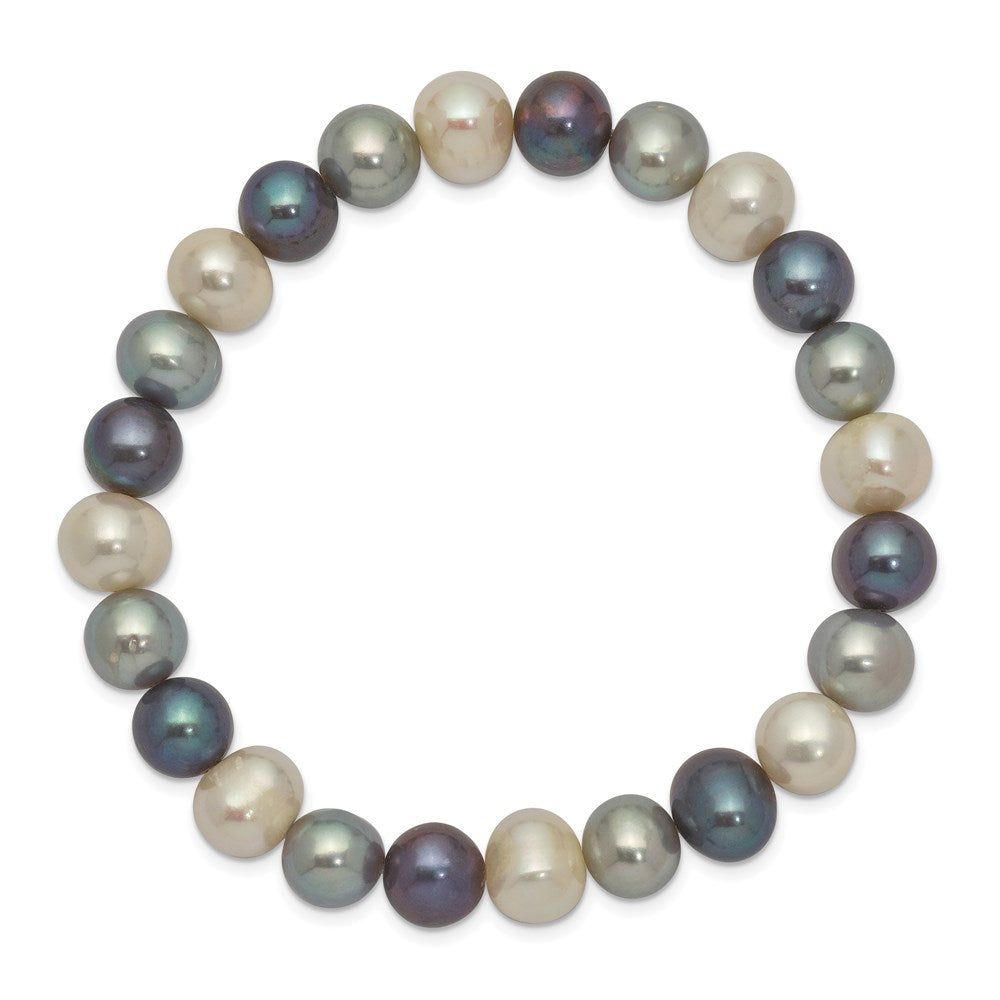 8-9mm FW Cultured White/Platinum/Black Pearl Stretch Bracelet