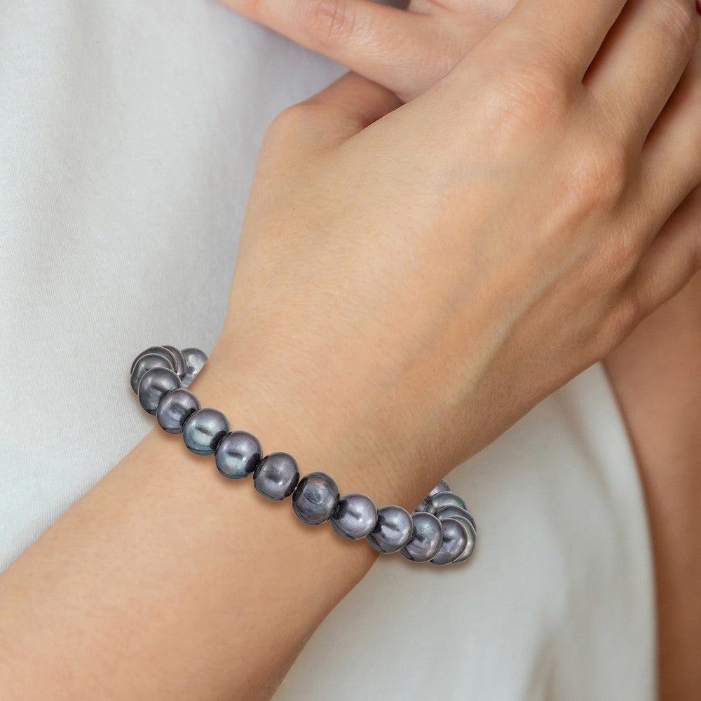 8-9mm Freshwater Cultured Black Pearl Stretch Bracelet