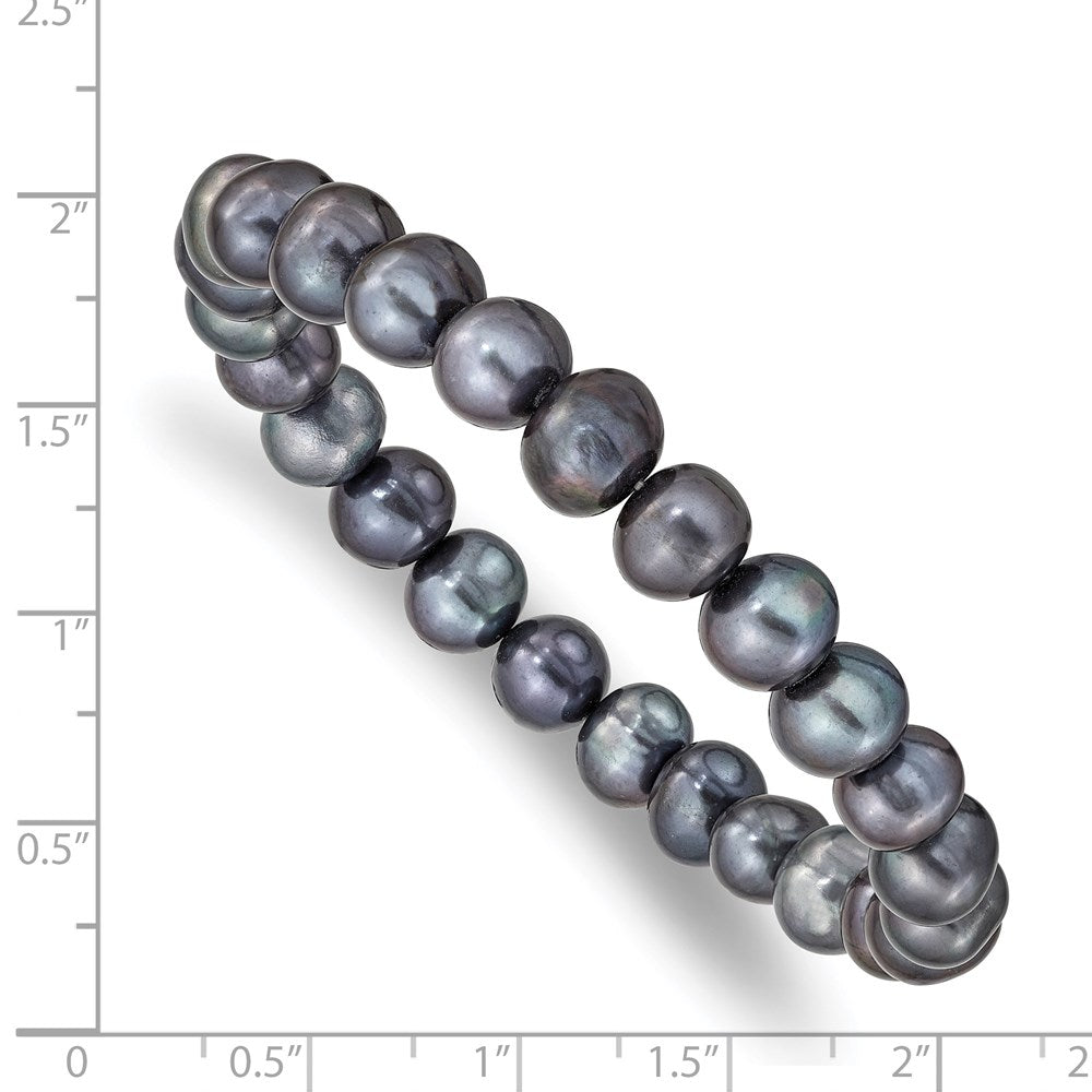 8-9mm Freshwater Cultured Black Pearl Stretch Bracelet