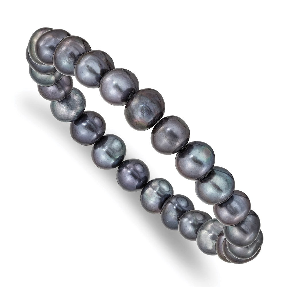 8-9mm Freshwater Cultured Black Pearl Stretch Bracelet