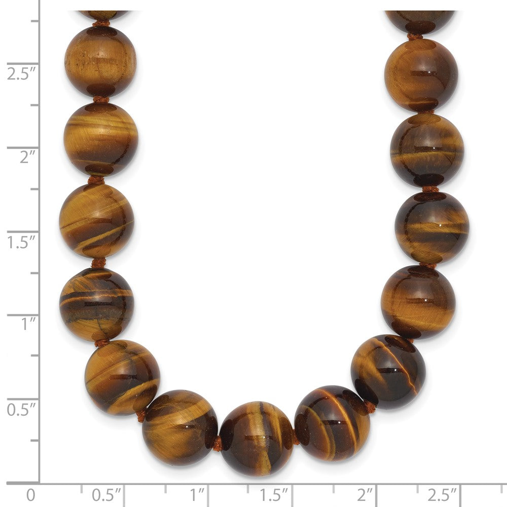 10-10.5mm Smooth Beaded Tiger Eye Necklace w/Sterling S.RH Clasp