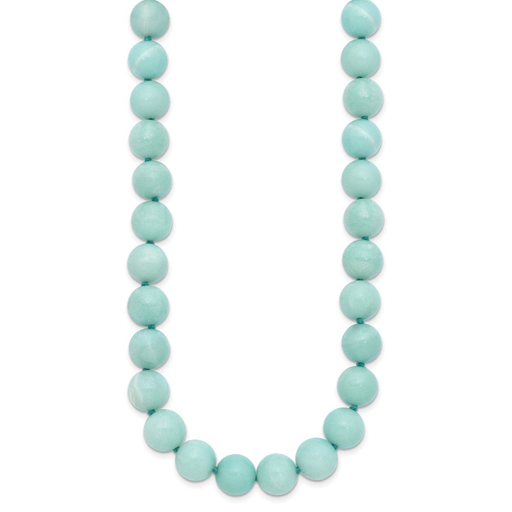 10-10.5mm Smooth Beaded Amazonite Necklace w/Sterling S.RH Clasp