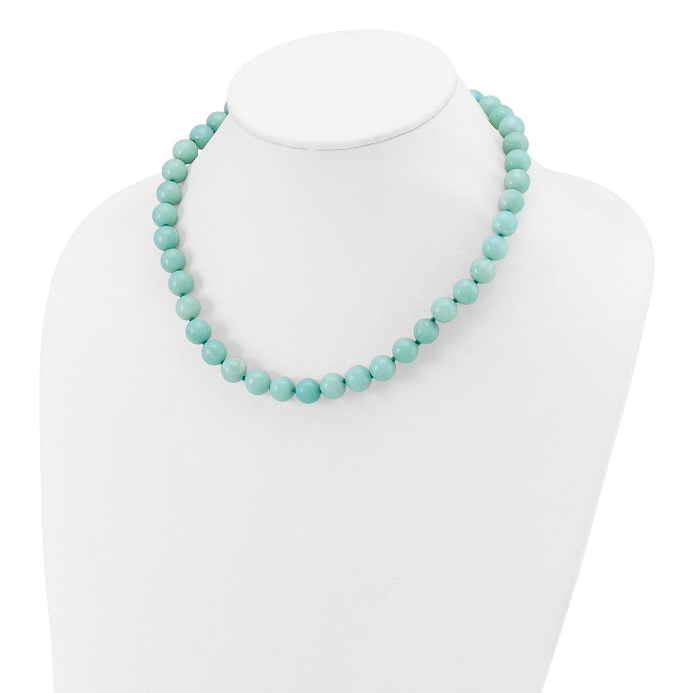 10-10.5mm Smooth Beaded Amazonite Necklace w/Sterling S.RH Clasp