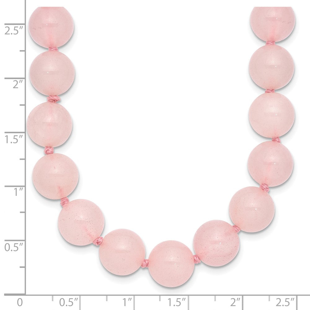 10-10.5mm Smooth Beaded Rose Quartz Necklace w/Sterling S.RH Clasp