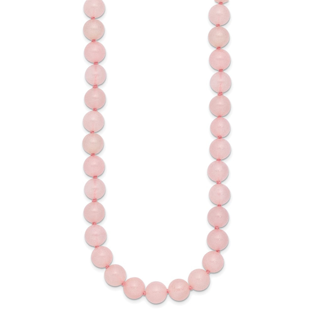 8-8.5mm Smooth Beaded Rose Quartz Necklace w/Sterling S.RH Clasp