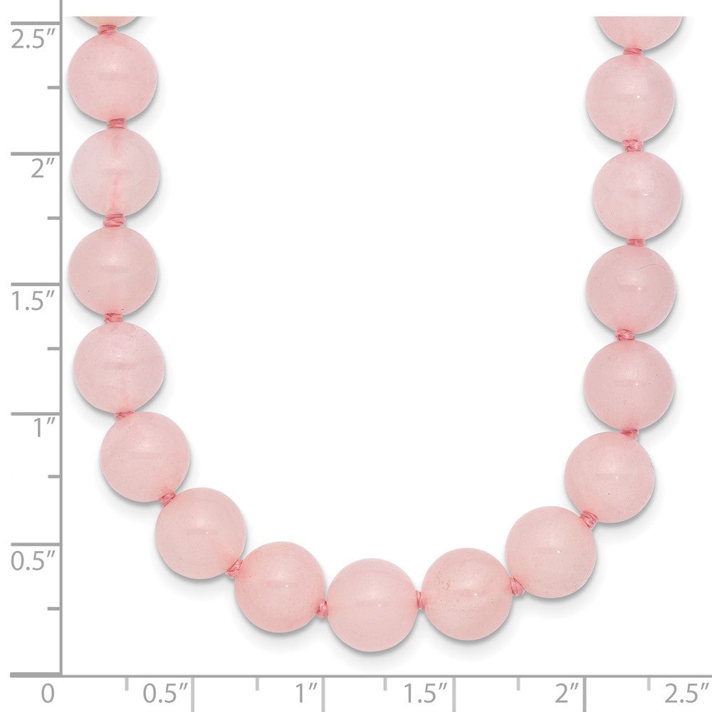 8-8.5mm Smooth Beaded Rose Quartz Necklace w/Sterling S.RH Clasp