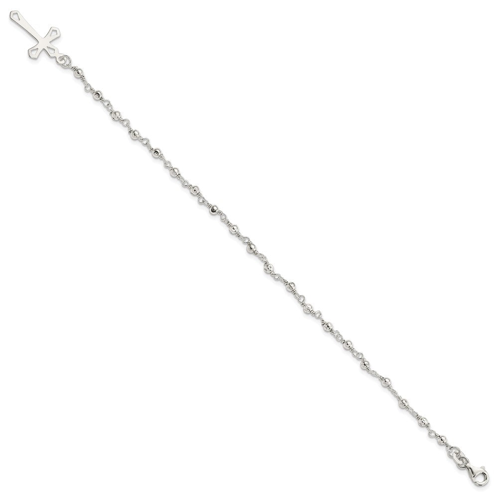 Sterling Silver Polished Bead Rosary 7.5 inch Bracelet