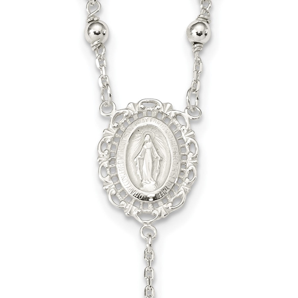 Sterling Silver Polished Rosary Necklace