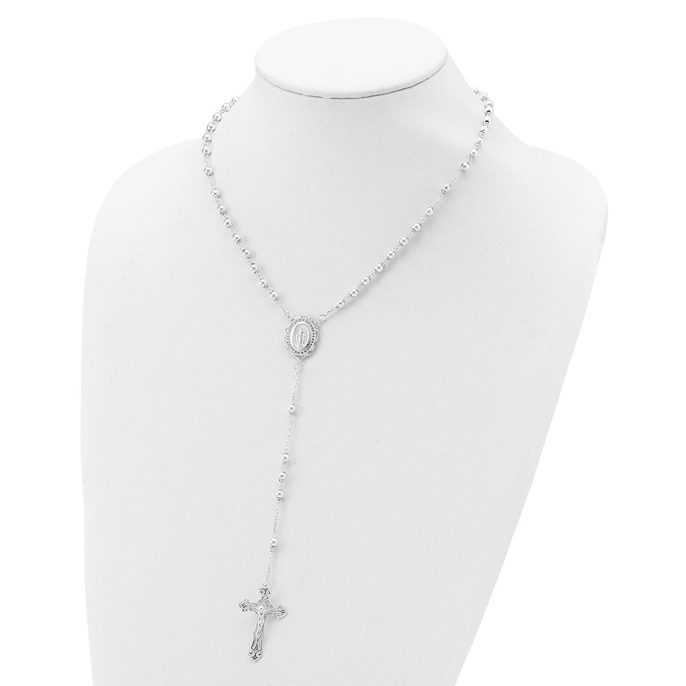 Sterling Silver Polished Rosary Necklace