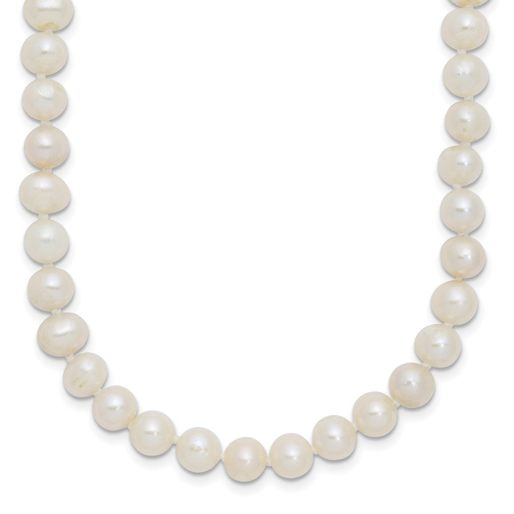 Sterling Silver Rhodium 6-7mm White Freshwater Cultured Pearl Necklace