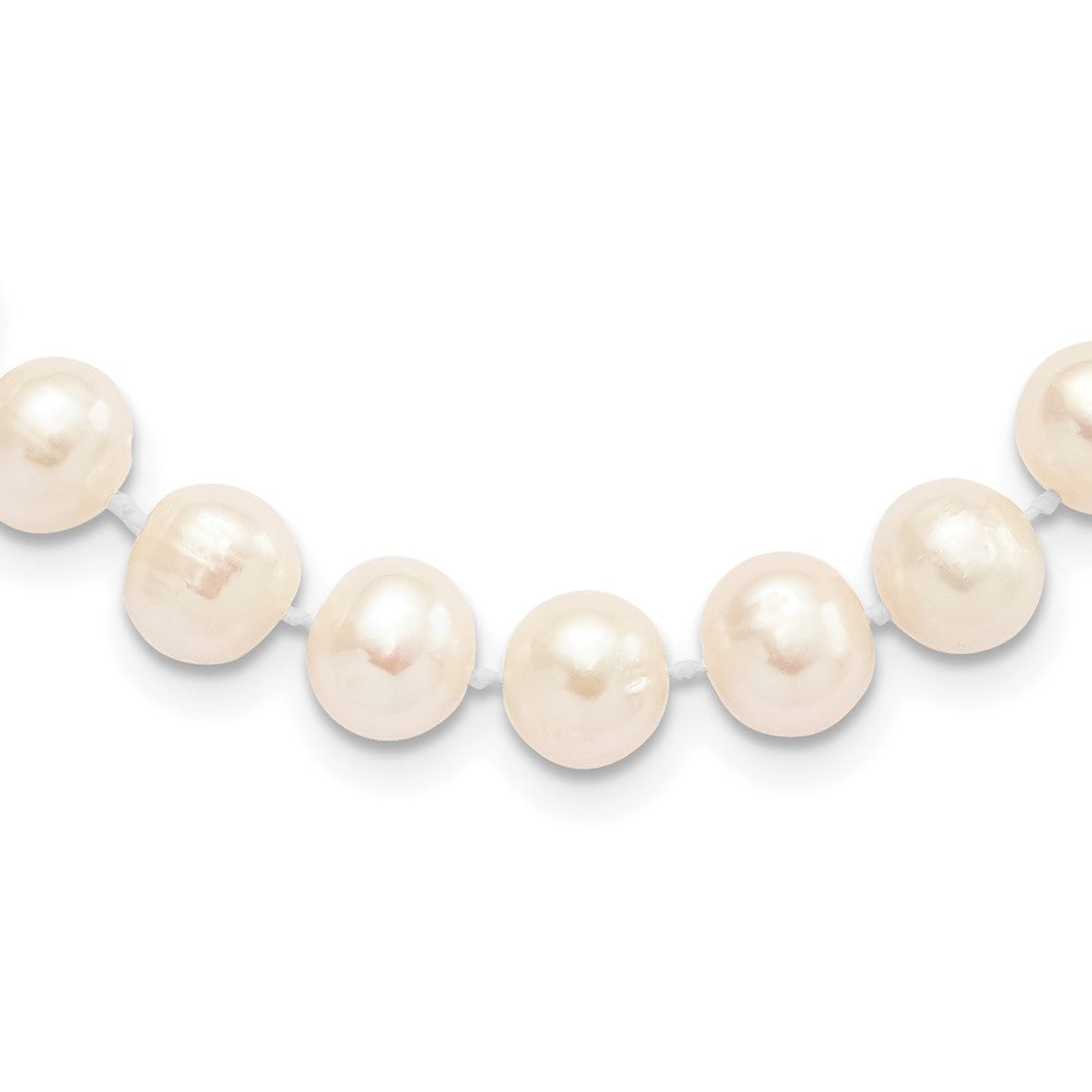 Sterling Silver Rhodium 8-9mm White Freshwater Cultured Pearl Necklace