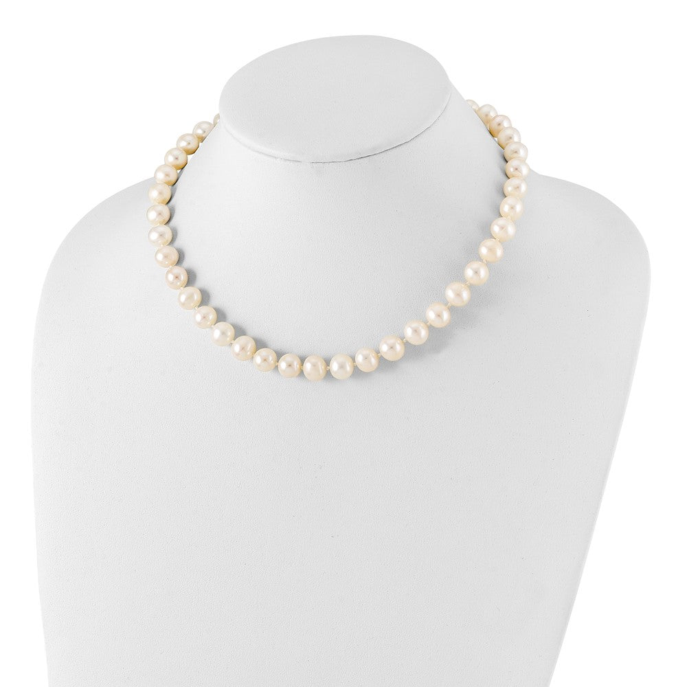 Sterling Silver Rhodium-plated 9-10mm White FWC Pearl Necklace