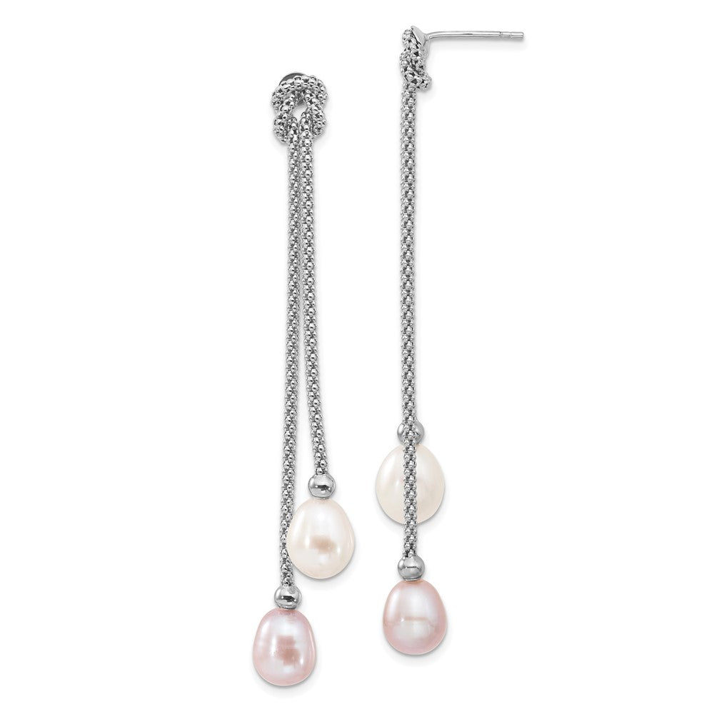 Sterling Silver Rhodium FWC Pearl Knot 18 in. Necklace/Earring Set