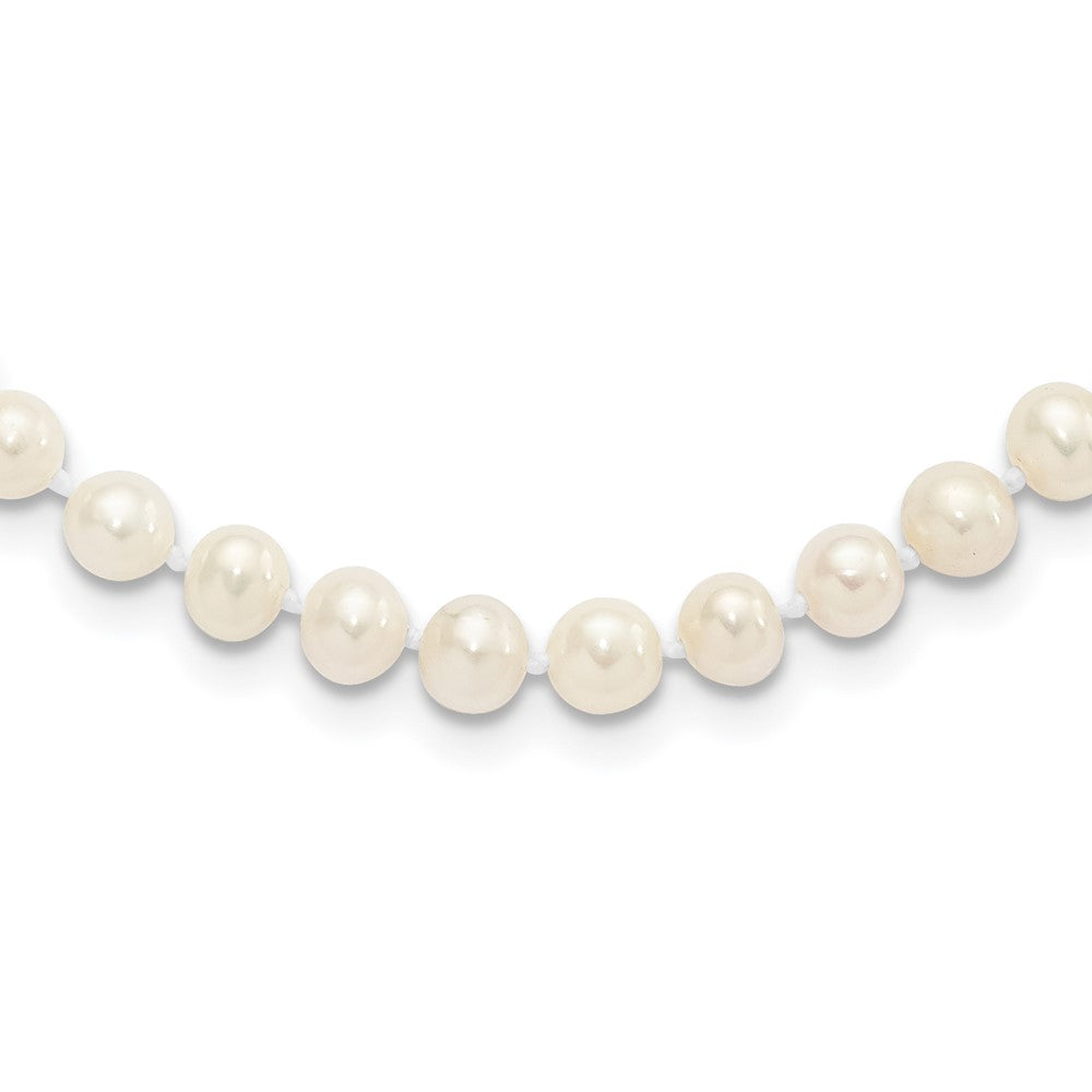 Sterling Silver Rhodium 5-6mm White Freshwater Cultured Pearl Necklace