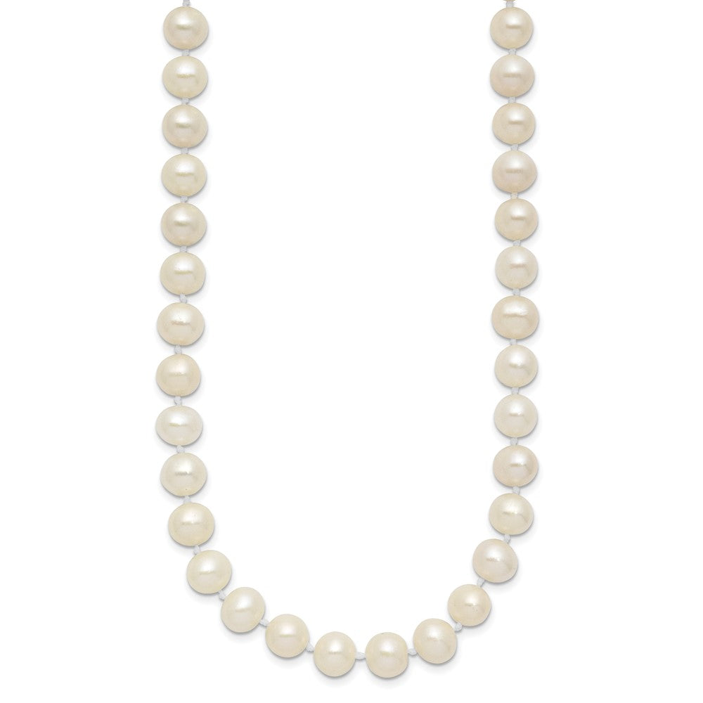 Sterling Silver Rhodium-plated 7-8mm White FWC Pearl Necklace