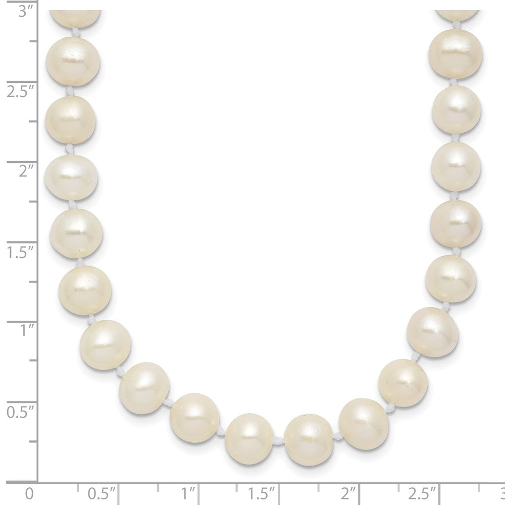 Sterling Silver Rhodium 7-8mm White Freshwater Cultured Pearl Necklace