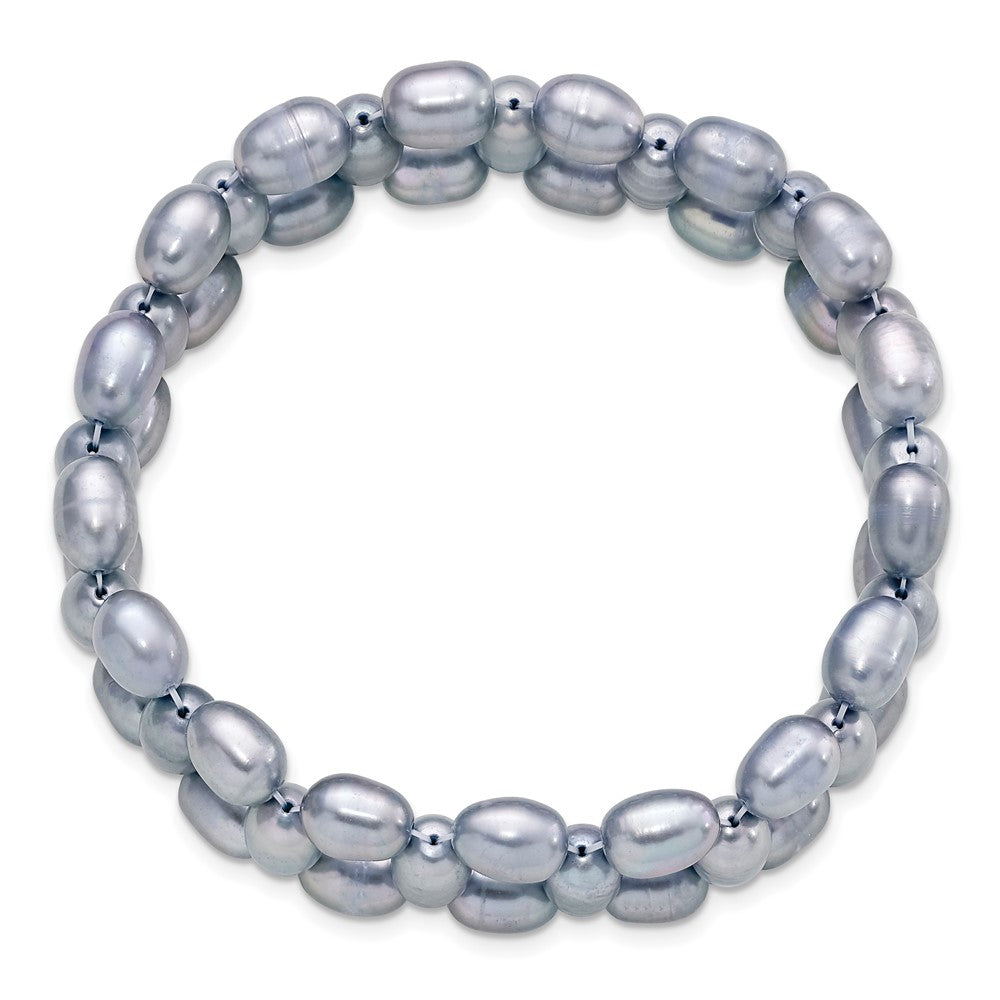 6-7mm Grey Rice Freshwater Cultured Pearl Stretch Bracelet