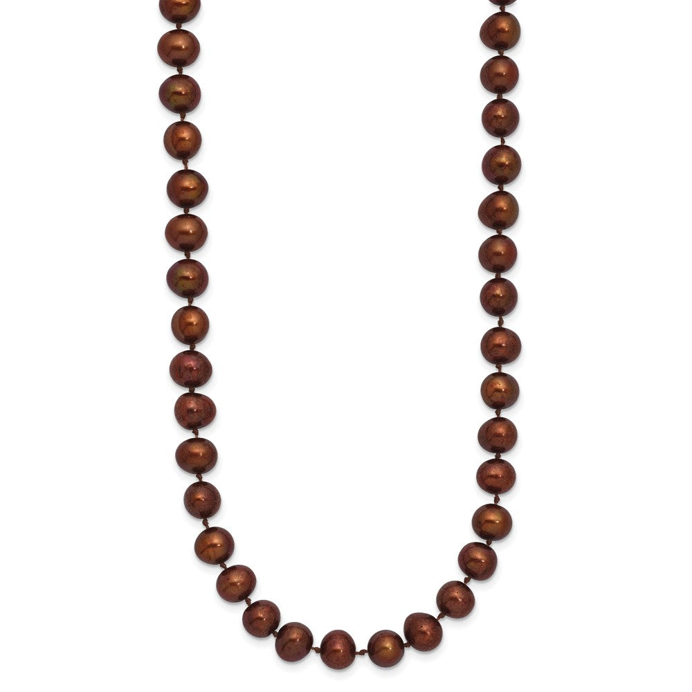 Sterling Silver Rh-plated 6-7mm Brown FW Cultured Pearl Necklace