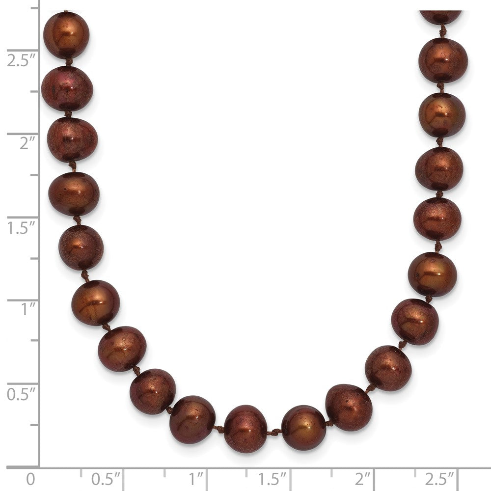 Sterling Silver Rh-plated 6-7mm Brown FW Cultured Pearl Necklace