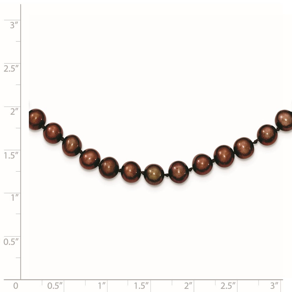 Sterling Silver Rhodium-plated 6-7mm Brown FWC Pearl Necklace