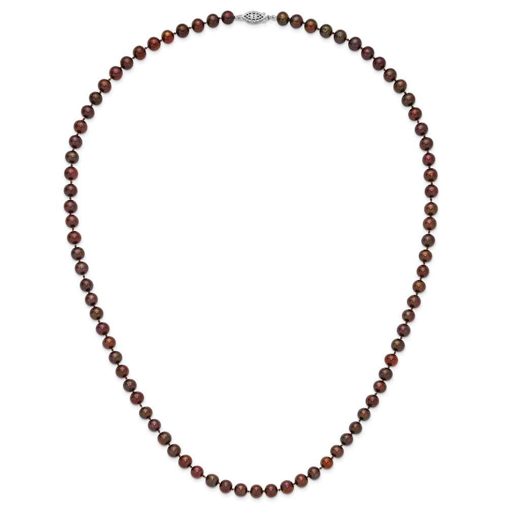 Sterling Silver Rh-plated 6-7mm Brown FW Cultured Pearl Necklace